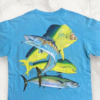 HQZ ビンテージ 90s 00s  青 魚　釣り　海　マリン　サーフ　Tシャツ(Tシャツ/カットソー(半袖/袖なし))