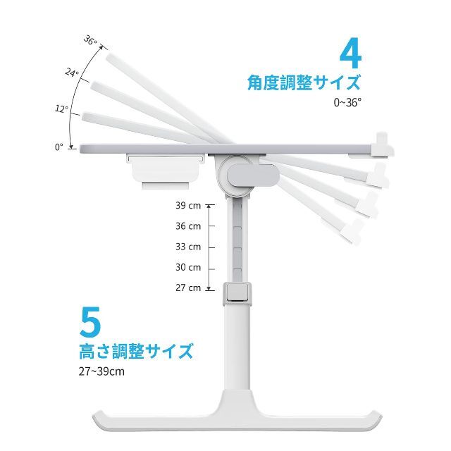 3kg耐荷重【色: グレー】SAIJI ラップデスク 折りたたみテーブル ノートパソコンスタ