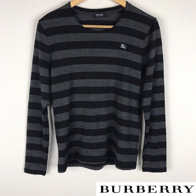 BURBERRY BLACK LABEL(バーバリーブラックレーベル)の極美品 BURBERRY BLACK LABEL 長袖ニット ボーダー サイズ2 メンズのトップス(ニット/セーター)の商品写真