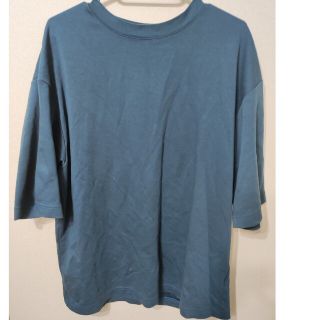 ユニクロ(UNIQLO)のエアリズムコットンオーバーサイズTシャツ　ネイビー系　XL(Tシャツ/カットソー(半袖/袖なし))