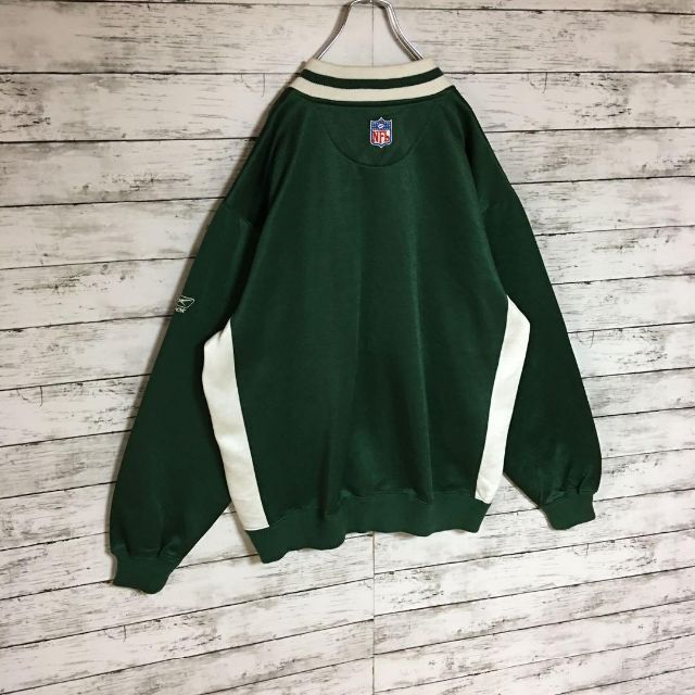 Reebok(リーボック)の【ツートンカラー緑白】リーボック×NFL ジャージジャケット　裏起毛　K226 メンズのトップス(ジャージ)の商品写真