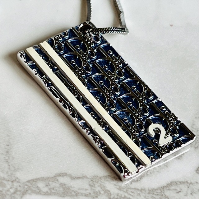 Christian Dior(クリスチャンディオール)の【美品】Christian Dior CDロゴ トロッター ネックレス総柄ブルー レディースのアクセサリー(ネックレス)の商品写真