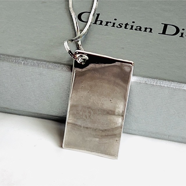 【美品】Christian Dior CDロゴ トロッター ネックレス総柄ブルー