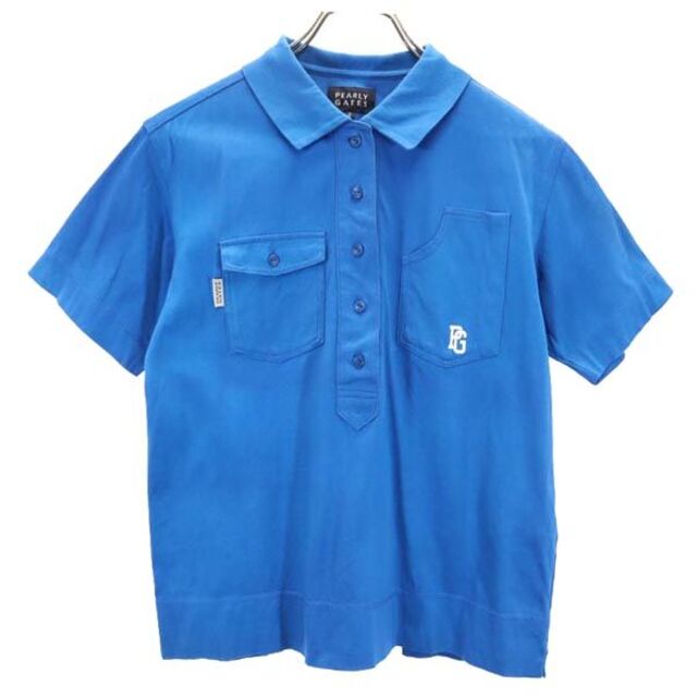 パーリーゲイツ 半袖 シャツ ロゴ刺繍 ゴルフウェア 0 ブルー系 PEARLY GATES レディース   【230507】 メール便可