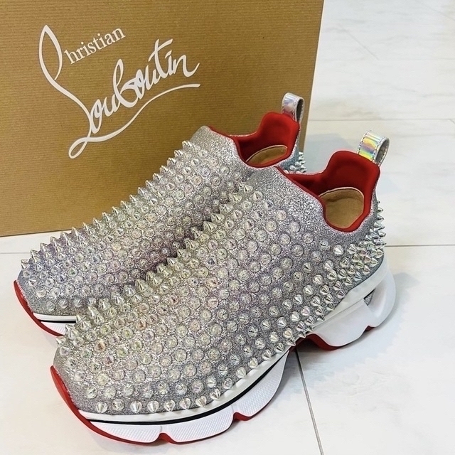 Christian Louboutin - spike sock donna glitter sneakersの通販 by
