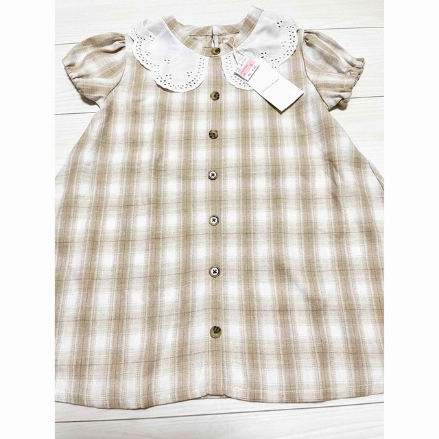 新品 キッズ 女の子 RETRO GIRL 半袖 ワンピース チェック120cm キッズ/ベビー/マタニティのキッズ服女の子用(90cm~)(ワンピース)の商品写真