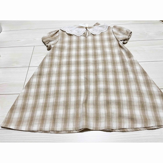 新品 キッズ 女の子 RETRO GIRL 半袖 ワンピース チェック120cm キッズ/ベビー/マタニティのキッズ服女の子用(90cm~)(ワンピース)の商品写真