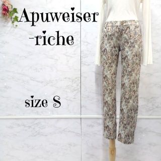 アプワイザーリッシェ(Apuweiser-riche)のまりん様 アプワイザーリッシェ 花柄 ジャガード調 ストレッチパンツ 1 S(デニム/ジーンズ)