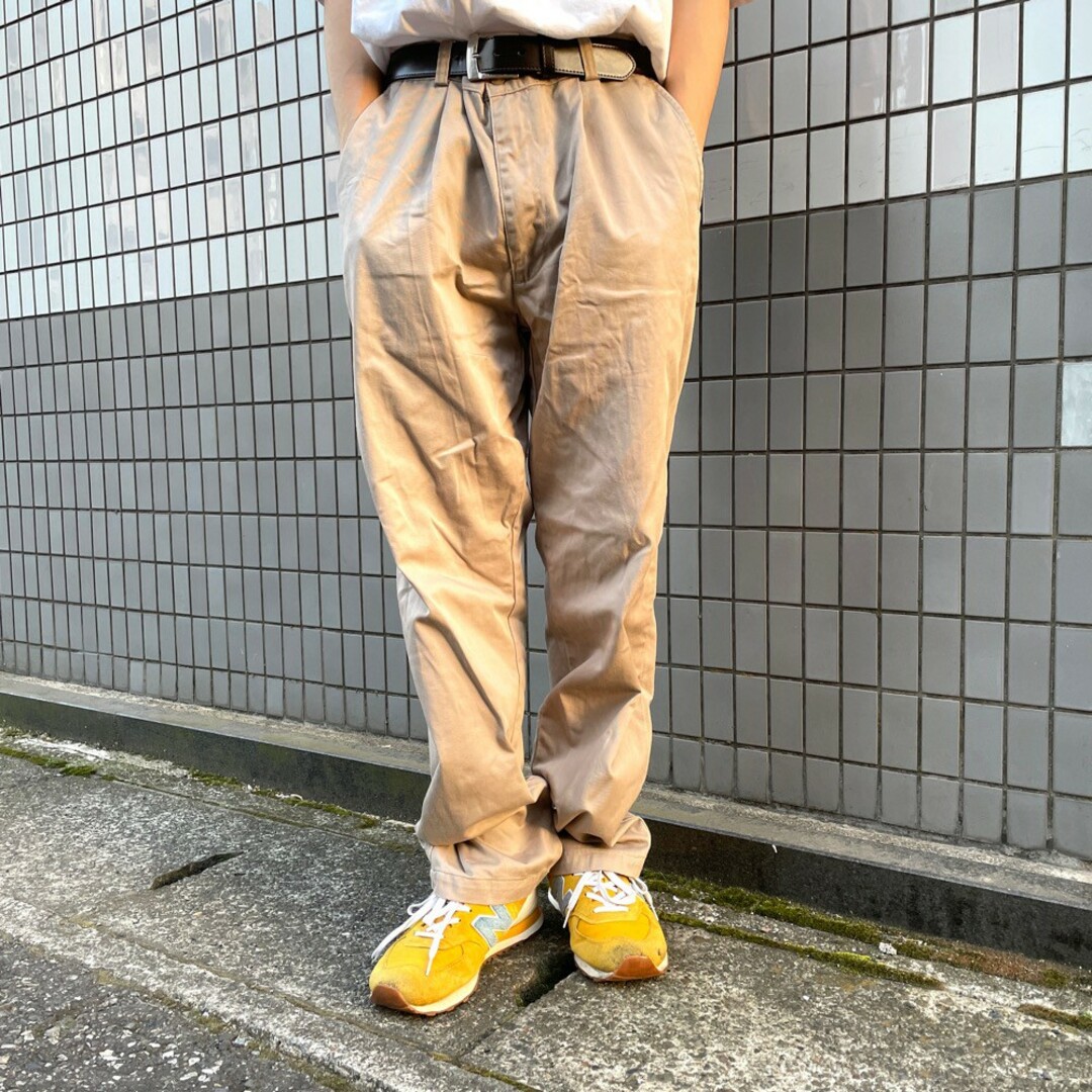 US古着 ポロ ラルフローレン Polo by Ralph Lauren チノパンツ ワンタック CHATFIELD PANT サイズ：W34  L30.5 ベージュ 【中古】 | フリマアプリ ラクマ