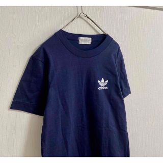 アディダス(adidas)の美品　adidas アディダス　ネイビー　デカロゴ　デサント　90s tシャツ(Tシャツ/カットソー(半袖/袖なし))