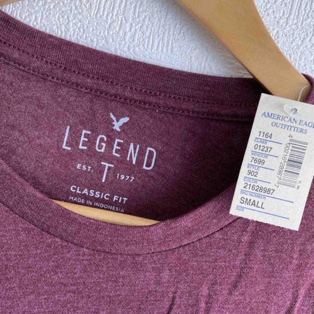American Eagle(アメリカンイーグル)の値下げ　新品あり　Tシャツ　ワイン&ネイビー　Sサイズ　2枚セット メンズのトップス(Tシャツ/カットソー(半袖/袖なし))の商品写真