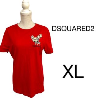 ディースクエアード(DSQUARED2)のDSQUARED2 ディースクエアード Tシャツ ヒョウ柄パグ犬 レッド(Tシャツ/カットソー(半袖/袖なし))