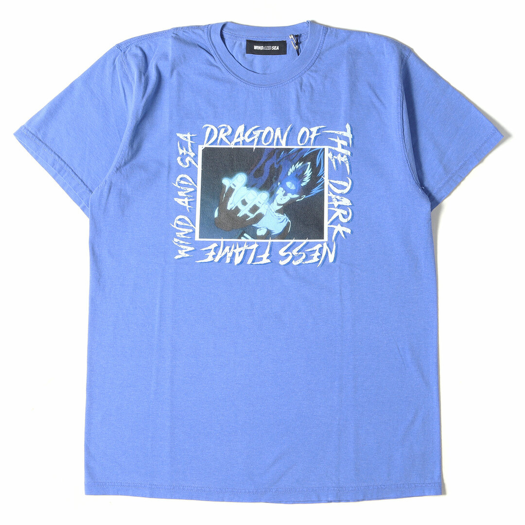 WIND AND SEA ウィンダンシー Tシャツ 幽遊白書 ウォッシュ加工 飛影 クルーネックTシャツ HIEI S/S 22SS ブルー M トップス カットソー 半袖 コラボ 【メンズ】