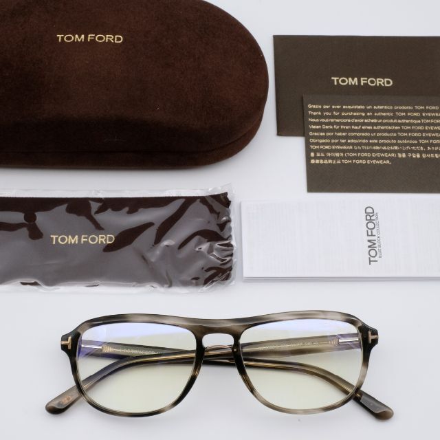 TOMFORD TF5538-B グレー系 トムフォード ツーブリッジ メガネ