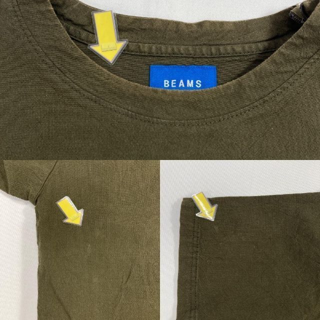 BEAMS ビームス ウーブン ポケットTシャツ カーキ メンズ 9