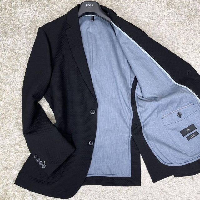 ヒューゴボス ワッフル素材 ニットテーラードジャケット スリム