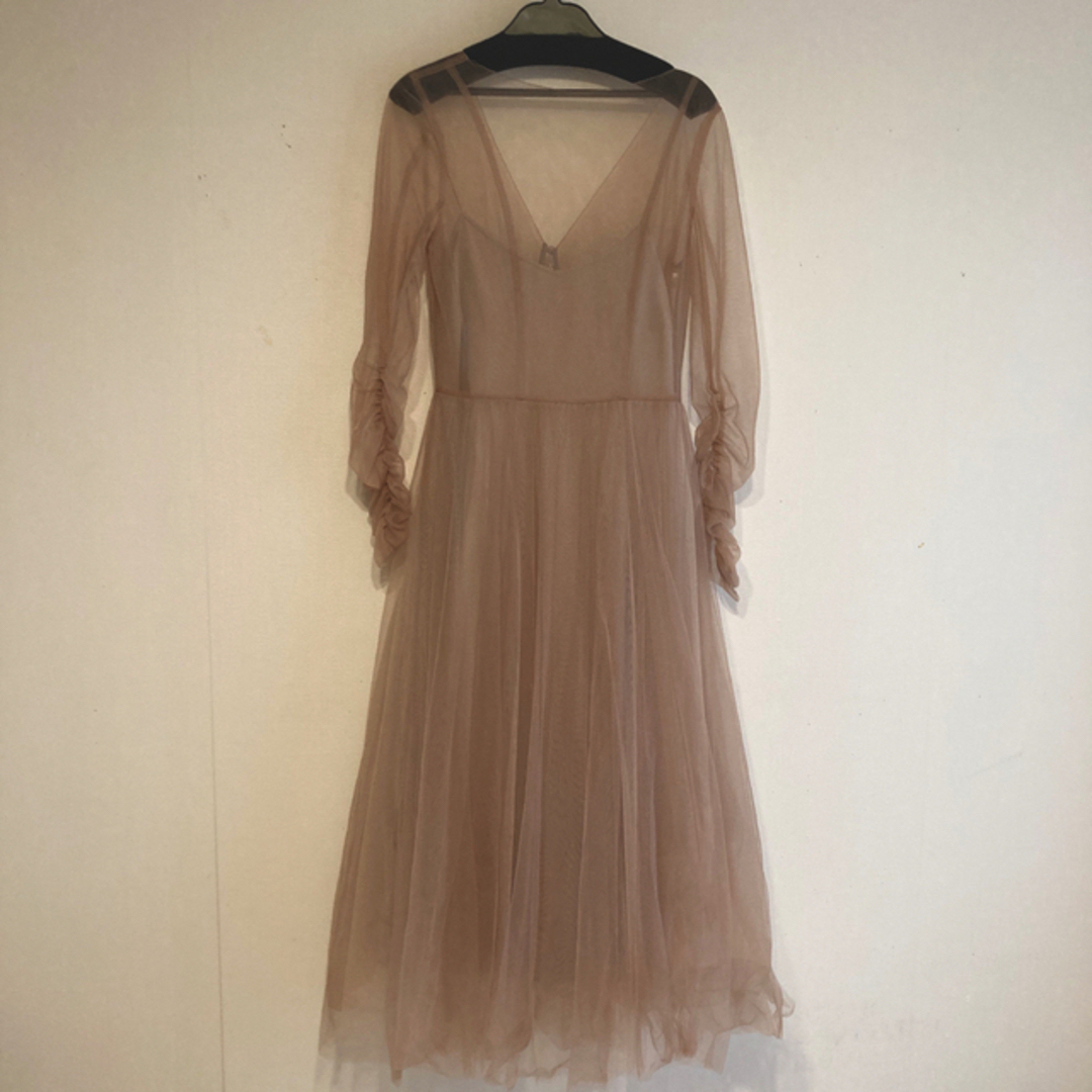 SNIDEL(スナイデル)のバックレースチュールロングワンピース レディースのフォーマル/ドレス(ミディアムドレス)の商品写真