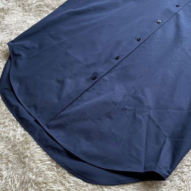 バレンシアガ ネイビー オーバーサイズシャツ 背面バック金ロゴ ユニ