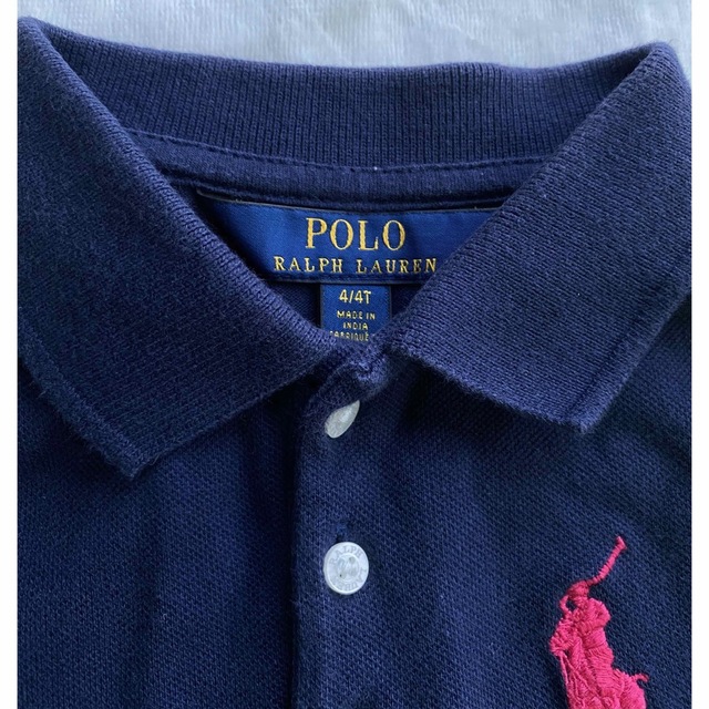 POLO RALPH LAUREN(ポロラルフローレン)のポロラルフローレン  濃紺　長袖　ワンピース　4T 100 110 ビッグポニー キッズ/ベビー/マタニティのキッズ服女の子用(90cm~)(ワンピース)の商品写真