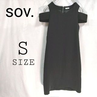 ソブ(Sov.)のSov. ソブ ひざ丈 ワンピース 肩出し 肌見せ ブラック レディース(ロングワンピース/マキシワンピース)