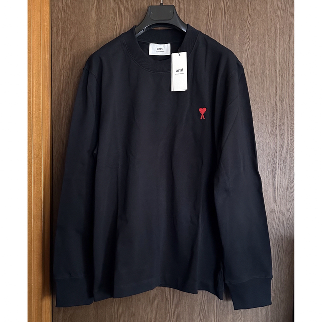 黒XL新品 AMI Paris アミ グラフィック ロング Tシャツ ブラック-