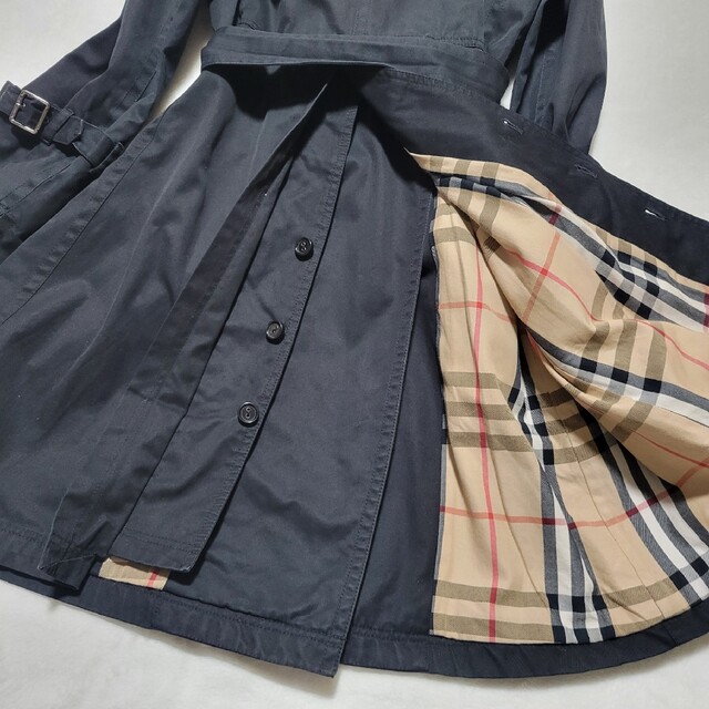 BURBERRY BLUE LABEL(バーバリーブルーレーベル)のバーバリーブルーレーベル　トレンチコート ダブル ノバチェック ベルト 黒 38 レディースのジャケット/アウター(トレンチコート)の商品写真