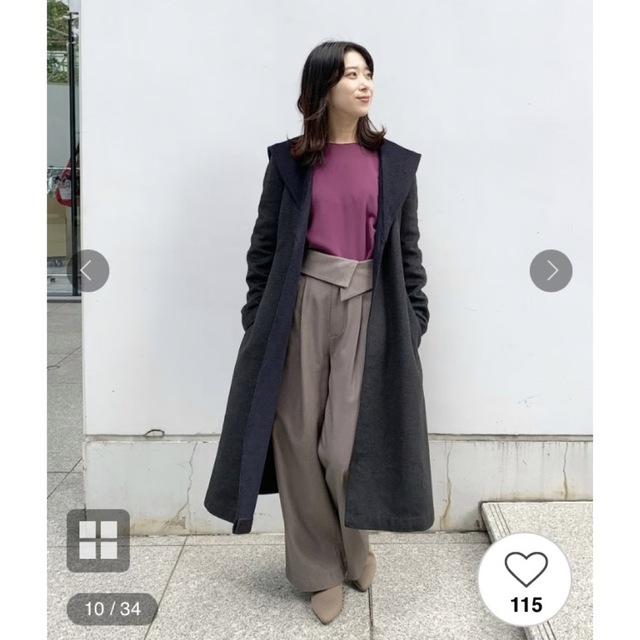 Noble(ノーブル)のNOBLE ウエスト折り返し　ワイドパンツ レディースのパンツ(カジュアルパンツ)の商品写真