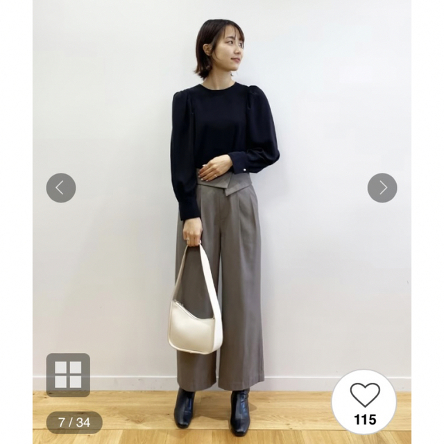 Noble(ノーブル)のNOBLE ウエスト折り返し　ワイドパンツ レディースのパンツ(カジュアルパンツ)の商品写真