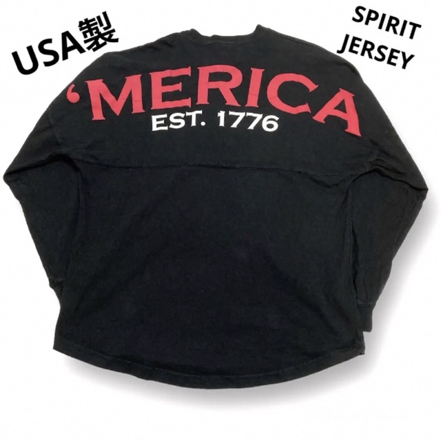 スピリットジャージー USA製 アーチロゴ ロングスリーブTシャツ ブラックM