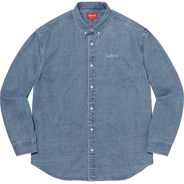 20fw L supreme classic logo denim shirt