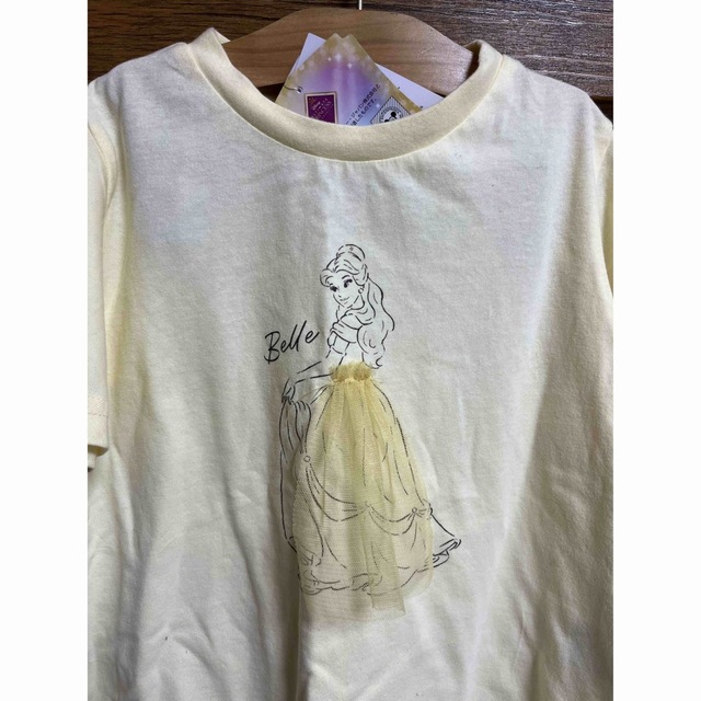 Disney(ディズニー)のBelleチュール付きTシャツ新品 キッズ/ベビー/マタニティのキッズ服女の子用(90cm~)(Tシャツ/カットソー)の商品写真