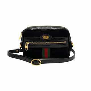 グッチ(Gucci)のほぼ未使用 保存袋付 GUCCI グッチ オフィディア シェリーライン GG 金具 スエード エナメル レザー ミニ ショルダーバッグ ブラック 29969(ショルダーバッグ)