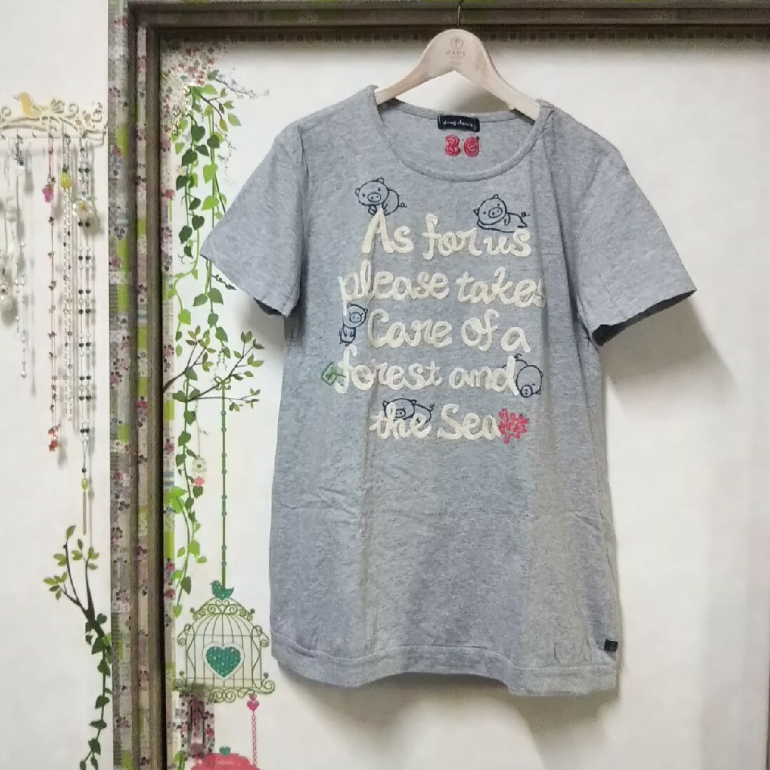 drug store's(ドラッグストアーズ)のdrug store's 半袖Tシャツチュニック 文字は大きな刺繍 レディースのトップス(Tシャツ(半袖/袖なし))の商品写真