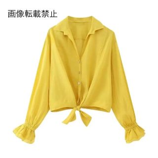 💚5月新作🦄11190◇yellow イエロー シャツ ブラウス (シャツ/ブラウス(長袖/七分))