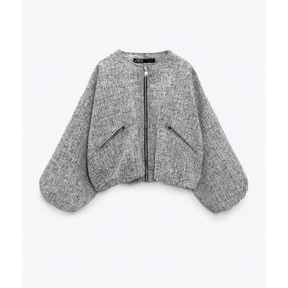 ザラ(ZARA)のzara テクスチャーボンバージャケット(ノーカラージャケット)