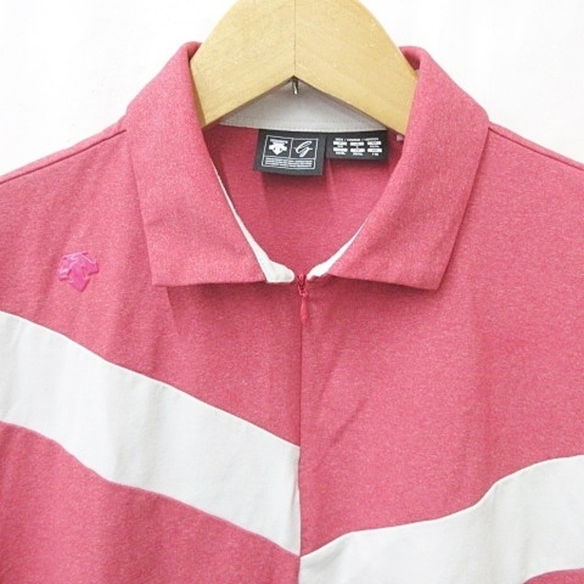 DESCENTE(デサント)のデサント DESCENTE GOLF シャツ ハーフジップ ピンク グレー XO スポーツ/アウトドアのゴルフ(ウエア)の商品写真