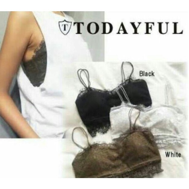 TODAYFUL(トゥデイフル)のトゥデイフル白黒2点セットレースブラメッシュタンクトップTシャツサンダルシルバー レディースのトップス(タンクトップ)の商品写真