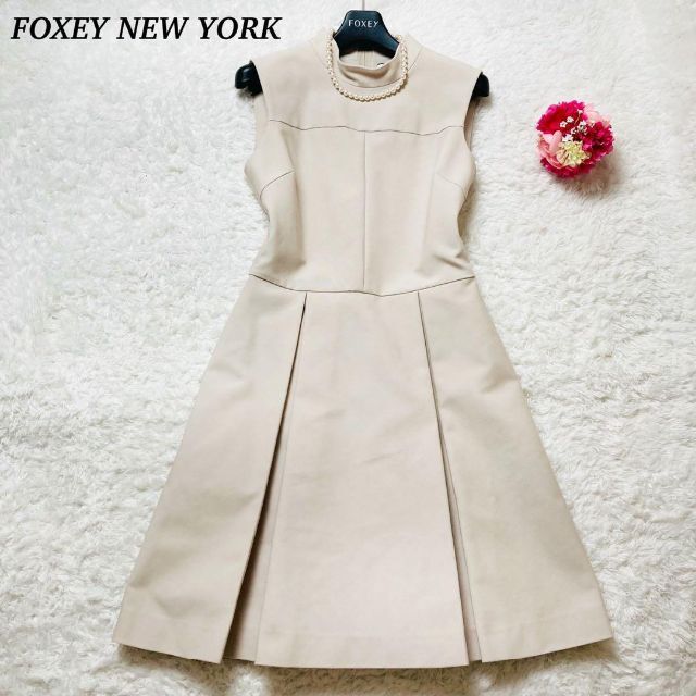 【美品】FOXEY NEW YORK  ワンピース　ハイネック　フレア　38レディース