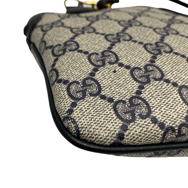 極 美品 GUCCI オールドグッチ ヴィンテージ シェリーライン GG ロゴ 金具 レザー ミニ ショルダーバッグ ポシェット ネイビー 32365