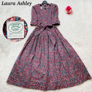 【希少】Laura Ashley 英国製 80s ワンピース 花柄 リボン