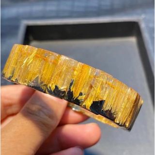 天然】ゴールドタイチンルチル クォーツ ブレスレット バングル 48.9g