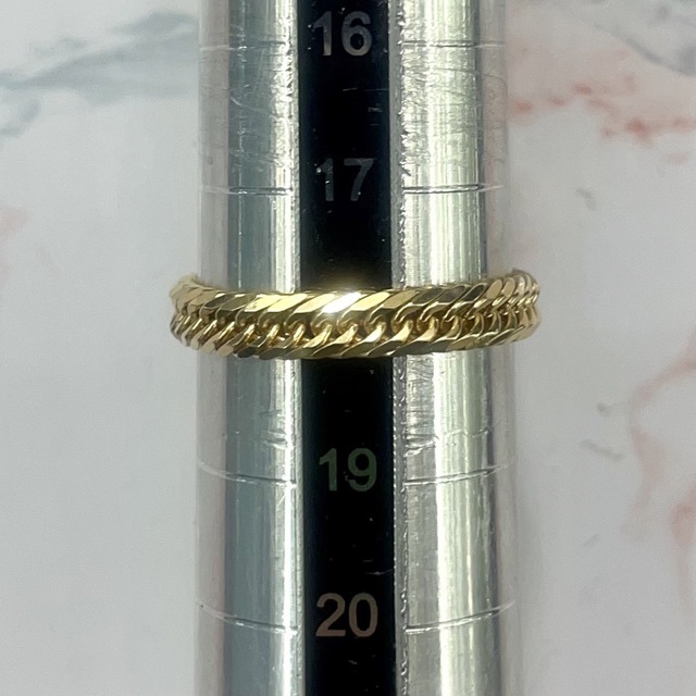 【中古品】K18 8面トリプル　喜平リング 18号 2.4g［166］ メンズのアクセサリー(リング(指輪))の商品写真