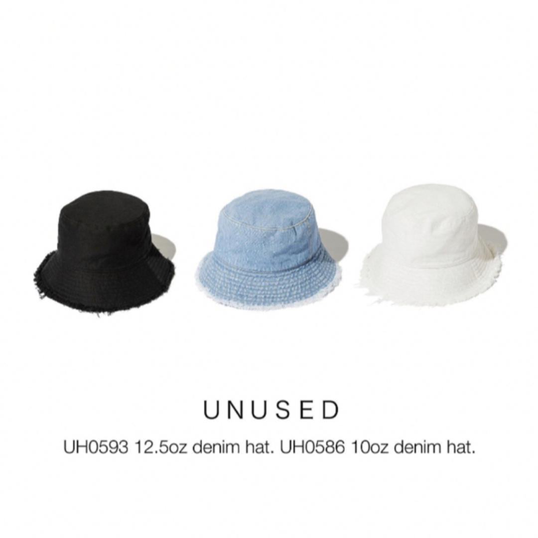 UNUSED - 即完売 23ss UNUSED denim hat ブラック バケット ハットの