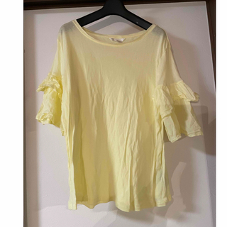エイチアンドエム(H&M)のH&M 袖フリルコットンTシャツ　S size(Tシャツ(半袖/袖なし))