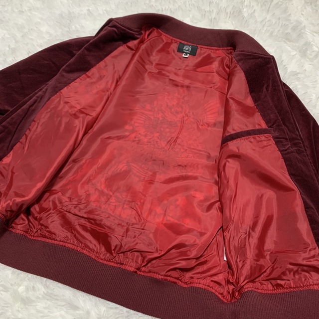 美品 タグ付き 朧 スカジャン ベロア調 ノーカラー Lサイズ 鯉
