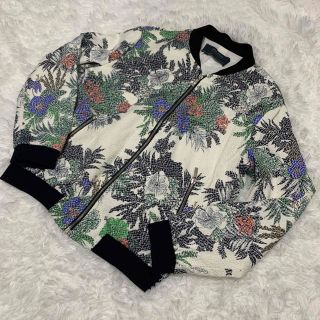 ザラ(ZARA)のZARA ノーカラー トラックジャケット 総柄 ボタニカル レディース(ブルゾン)