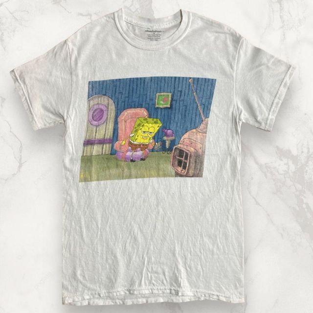 HLX 90s 00s  白 ニコロデオン　スポンジボブ　プリント Tシャツ メンズのトップス(Tシャツ/カットソー(半袖/袖なし))の商品写真