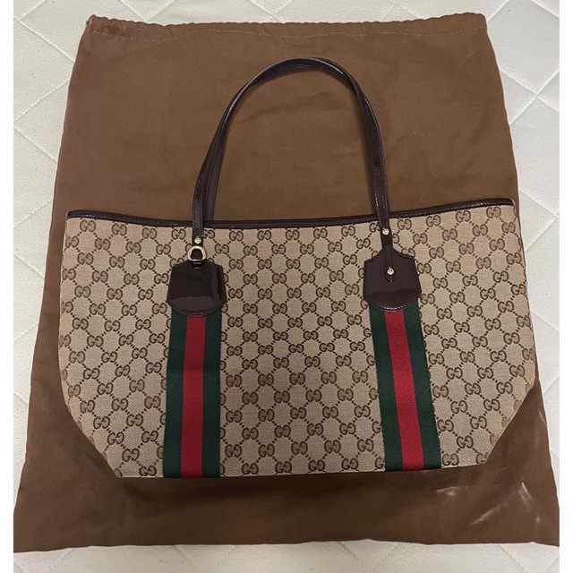 Gucci(グッチ)のお値下げ！GUCCI グッチ GGキャンバス トートバッグ シェリーライン レディースのバッグ(トートバッグ)の商品写真