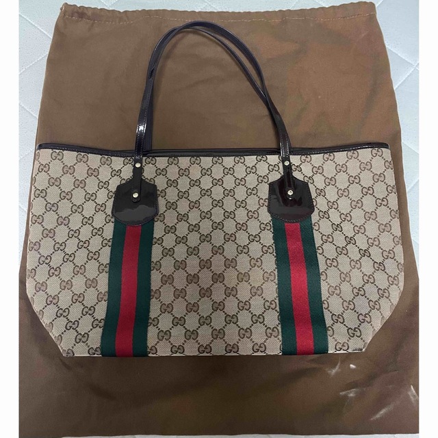 Gucci(グッチ)のお値下げ！GUCCI グッチ GGキャンバス トートバッグ シェリーライン レディースのバッグ(トートバッグ)の商品写真