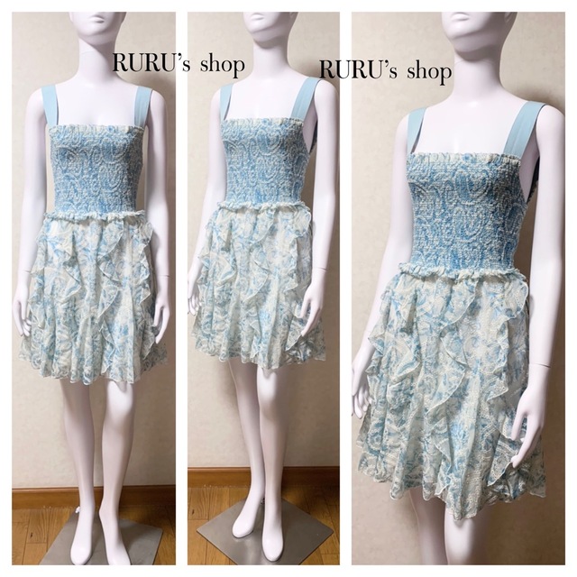 新品新作 alice+olivia アイレット刺繍×ラッフル ワンピースドレス-